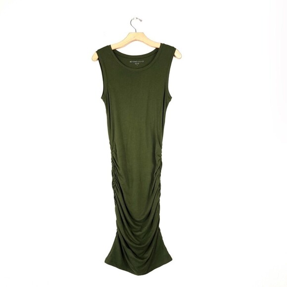 Beyond Yoga Dresses & Skirts - NEW Beyond Yoga Pima Cotton Modal High Seas Ruched Midi Tank Dress Olive Green